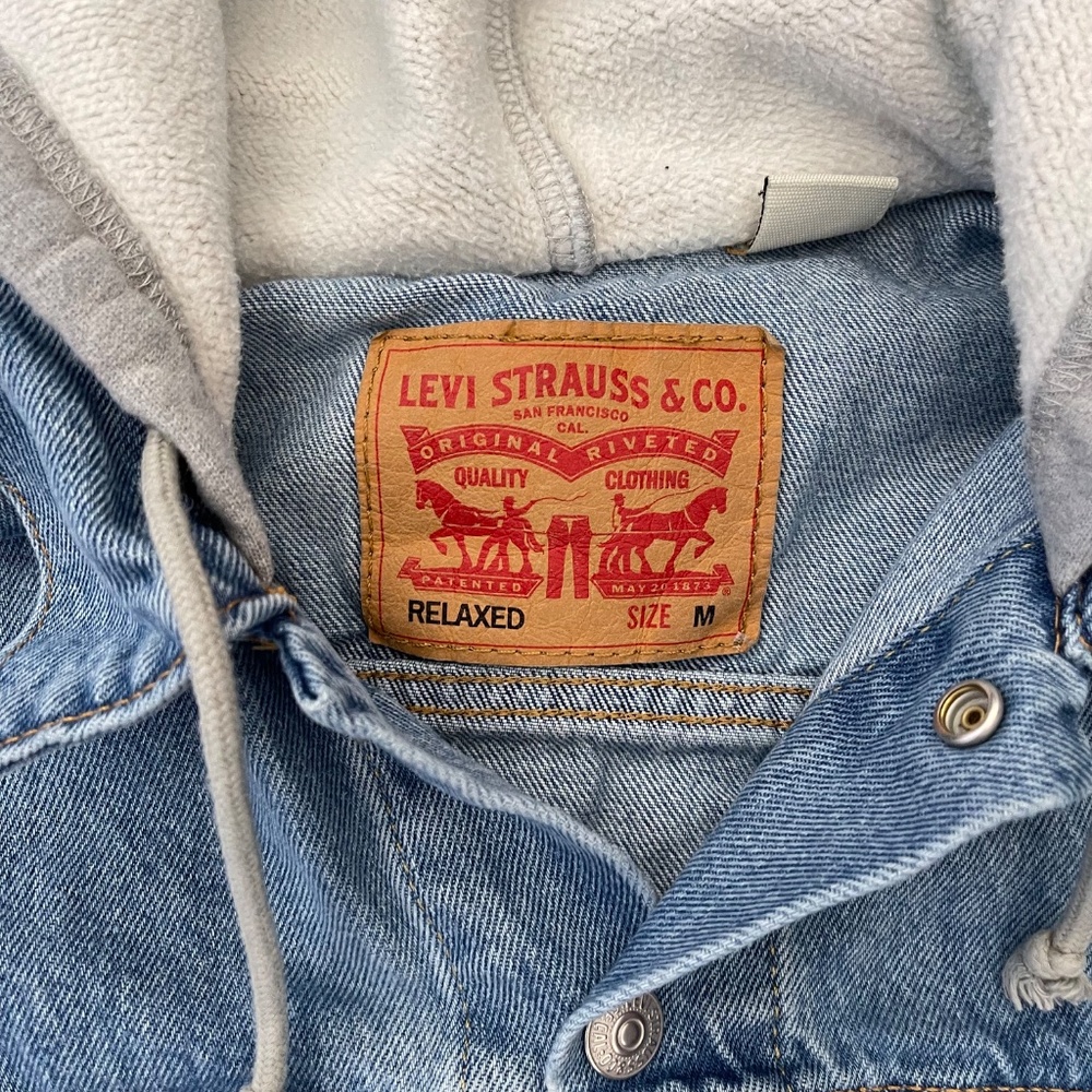 Levi’s Men’s Hybrid Hoodie Trucker Jacket Denim Gray Fleece M - Picture 4 of 9